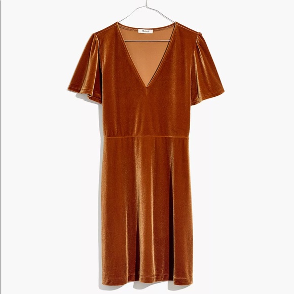 Madewell Dresses & Skirts - SOLD Madewell Velvet V-neck Flutter Sleeve Dress